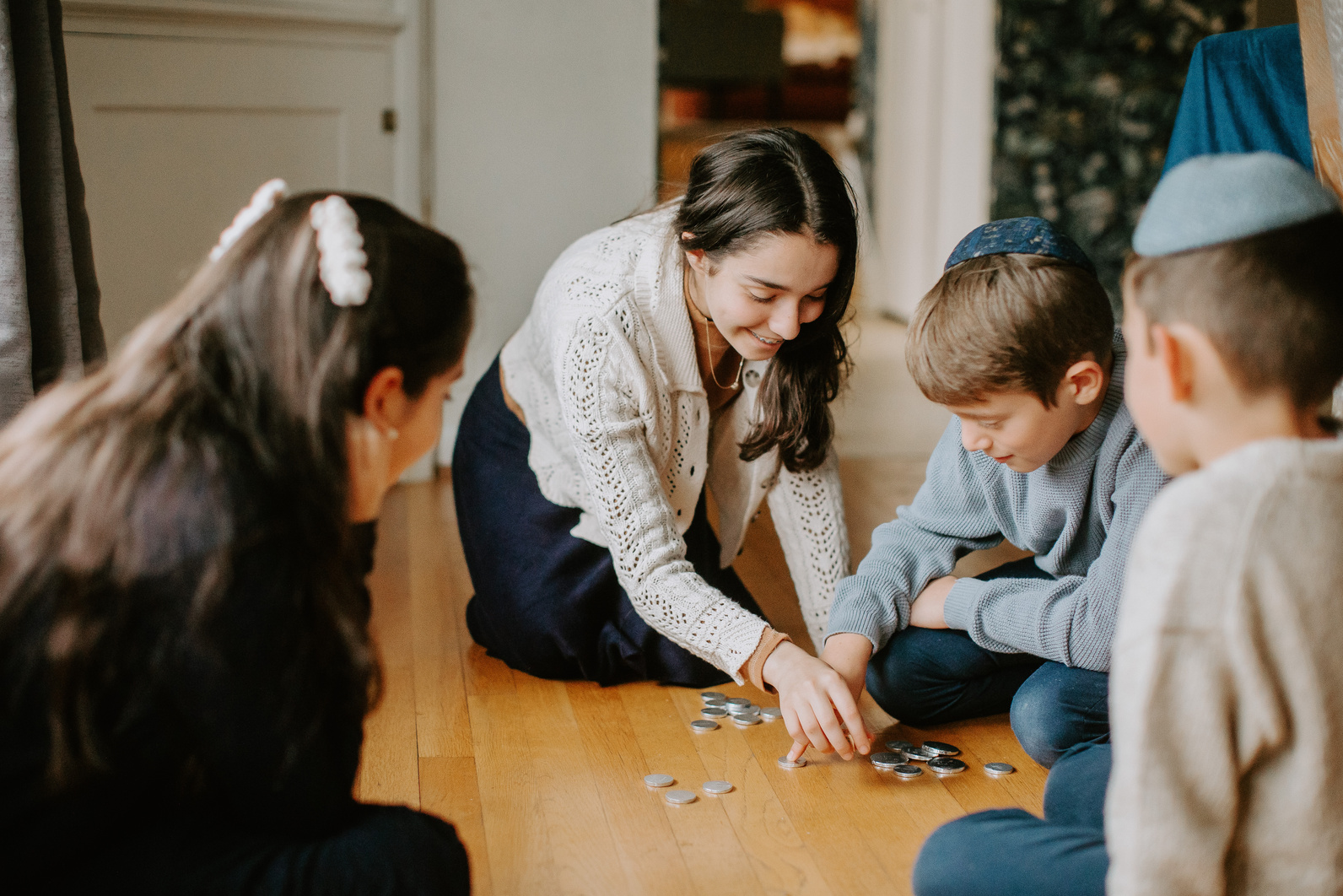 Family Celebrating Hanukkah